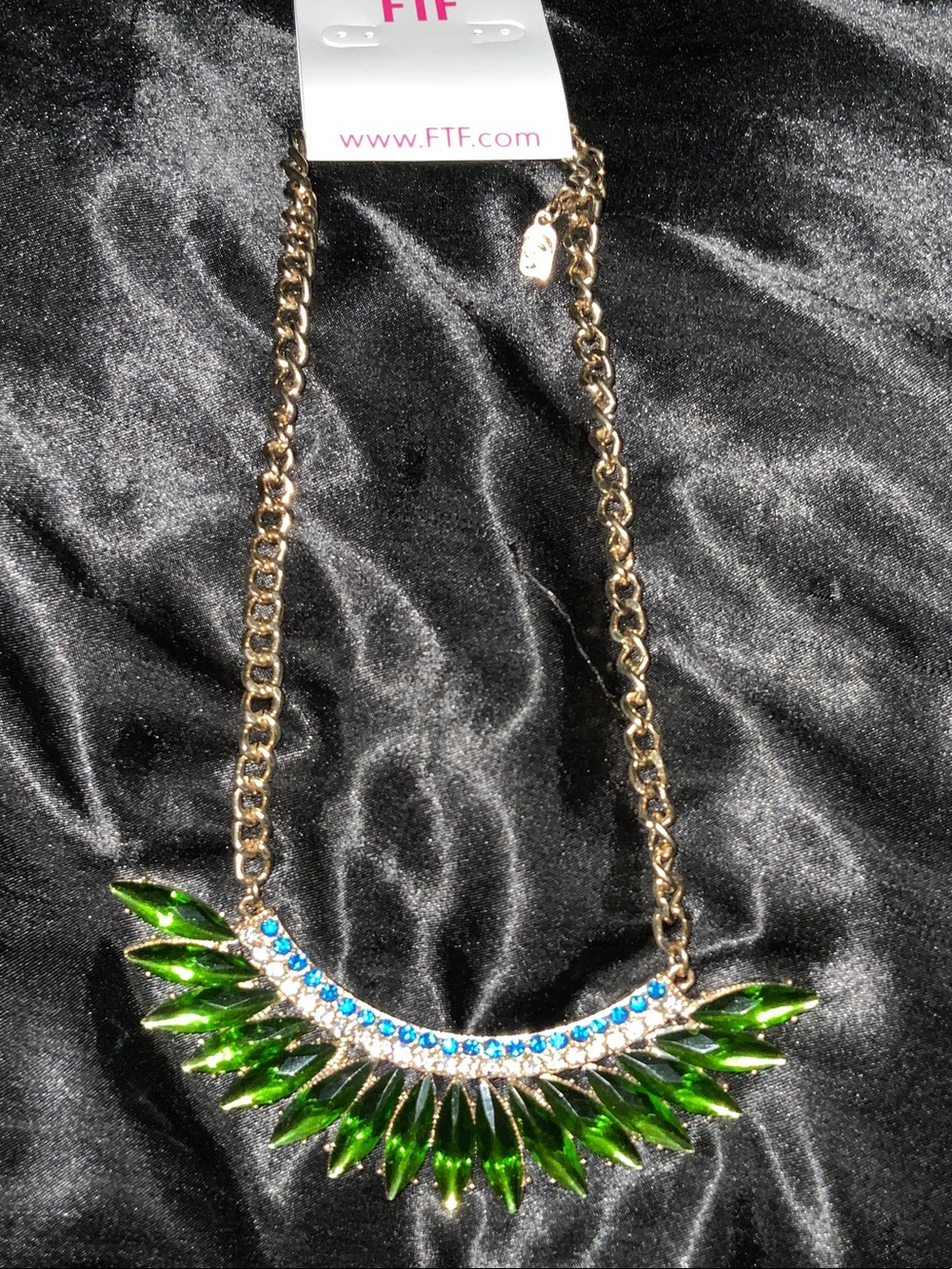Green and Blue Crystal Statement Necklace